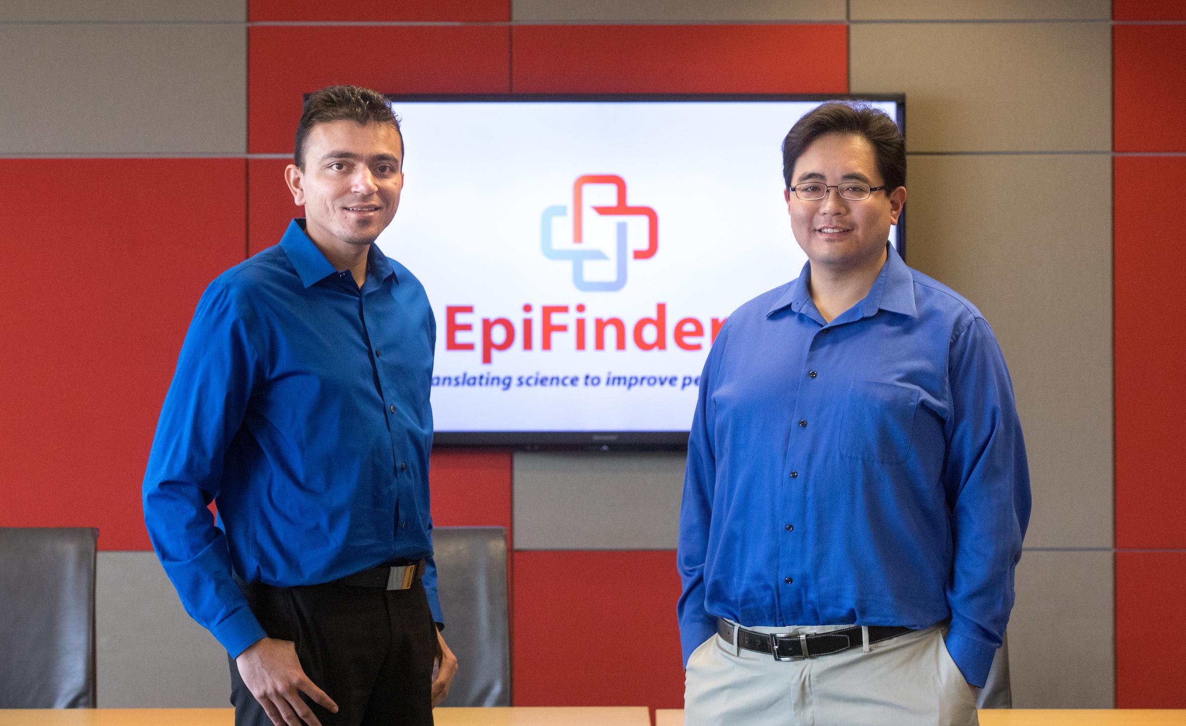 Founders of EpiFinder Neel Mehta and Robert Yao stand side by side 